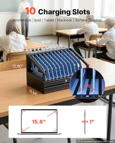 Tablet & iPads Steel Charging Rack with Lockable Storage Drawer
