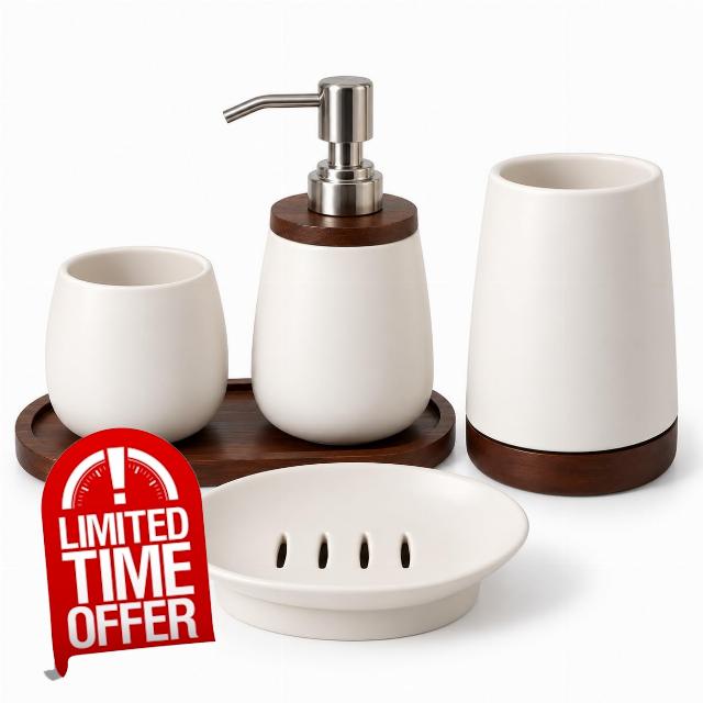5-Piece Ceramic Bathroom Accessories Set