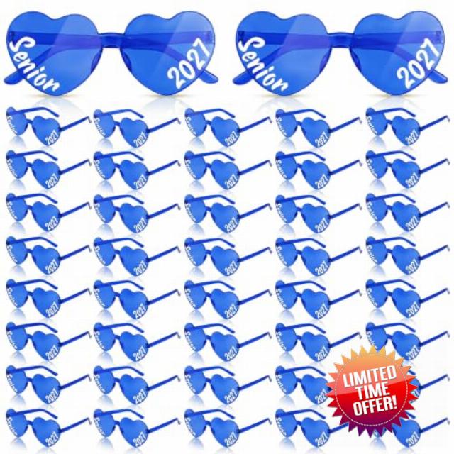 Konohan Senior 2027 Heart Sunglasses Bulk Sunrise Hoco Party Favor                                                          Transparent Sunglasses Back to School Graduation Photo Booth Party Favor for Men Wome