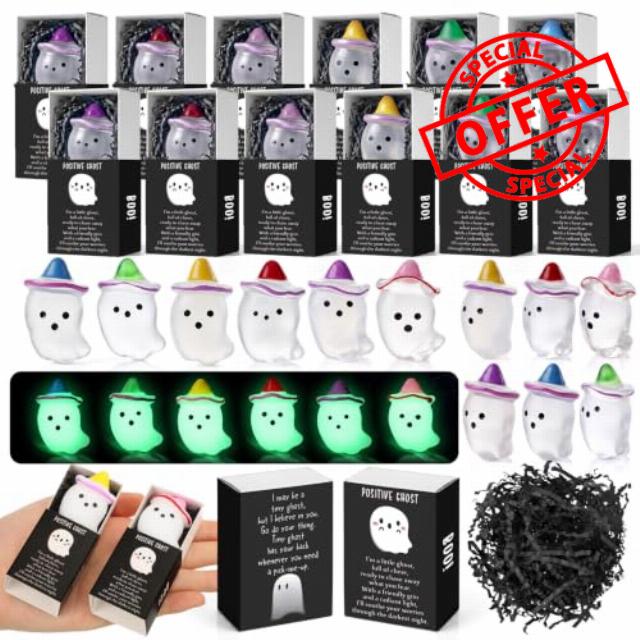 100 Sets Halloween Positive Gifts Luminous Ghost Trinkets for Adults
