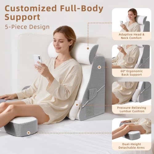 Bed Chair Pillow with Arms