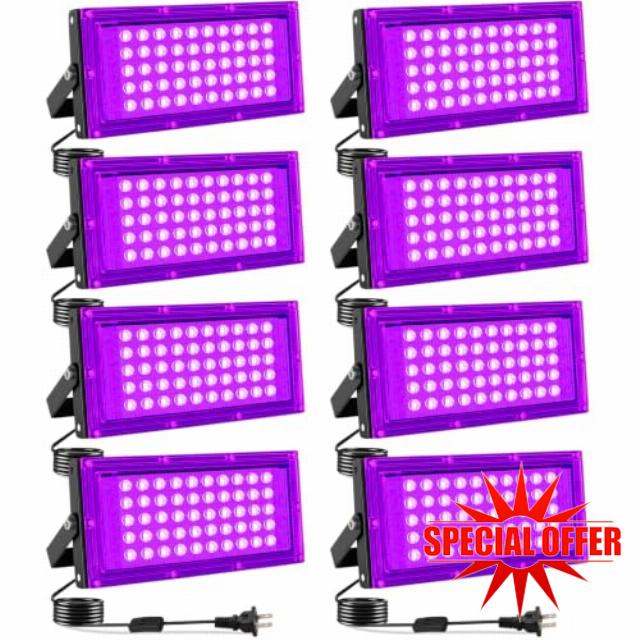8 Pack 50W LED Black Light