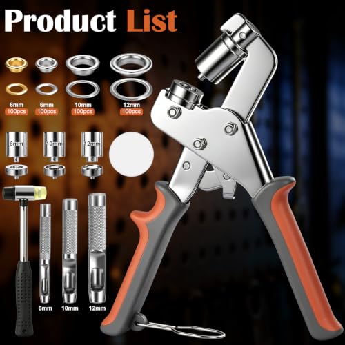 with 400 Pcs Grommets Heavy Duty Eyelet Pliers Kit Grommets Puncher for Leather