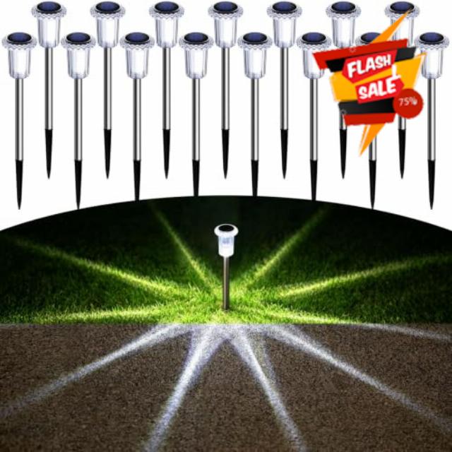 DenicMic Solar Pathway Lights Outdoor Waterproof Cold White LED 15 Pack                                                          Yard Garden Driveway Walkway Landscape Path Lights