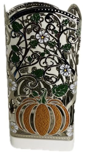 orange glitter gourds and floral accents create an elegant autumn sink display