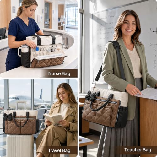 Quilted Laptop Work Tote Nurse Bag Lightweight Computer Bible Bag