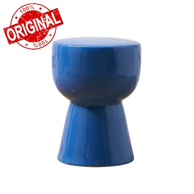 Mushroom Ceramic Garden Stool Modern Glossy Ceramic Side Table & Accent Seat Hand-Painted Glaze Finish for Patio Living Room Bedroom Plant Stand & Shoe Bench(Blue)