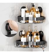 LEVERLOC Shower Caddy Visual Safety Suction Cup, Stainless Steel Rustproof Shower Shelves, No Dri...