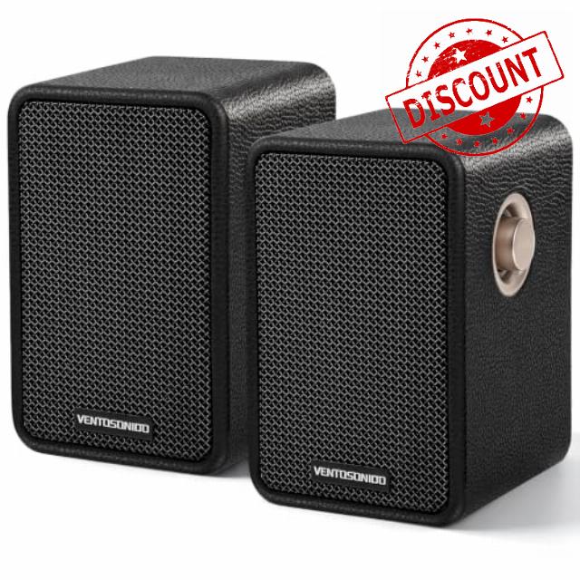 Computer Speakers for Desktop PC 30W RMS 3" Active Bookshelf Speakers Leather-Grained MDF Cabinet