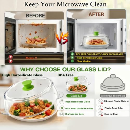 Heat Resistant Borosilicate Glass Splatter Guard with Silicone Handle Knob and Mat
