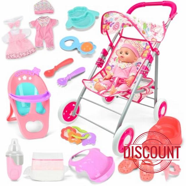 ALLROAD Baby Doll with Stroller Set with 12.5 '' and Accessories for Girls Toddlers 4 5 6 7 8 9Gifts