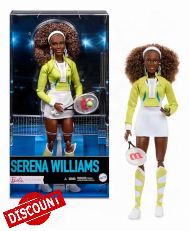 Barbie Signature Serena Williams Doll                                                          Signature Serena Williams Fashion Doll Wearing Tennis Uniform with Racket and Ball