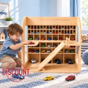 Wooden Toy Car Garage with Ramp
