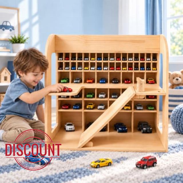 Wooden Toy Car Garage with Ramp