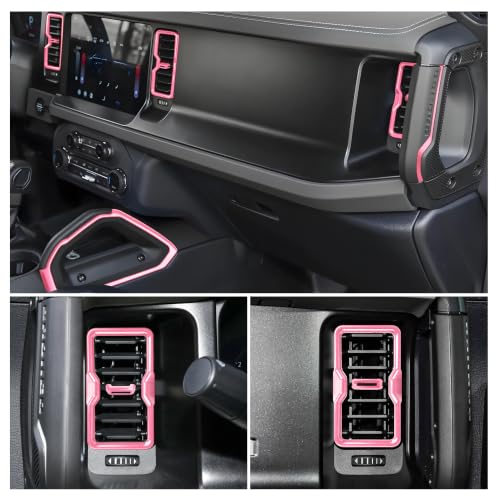 Center Console Dash Grab Handle Cover Trim+Air Conditioning Outlet Adjustment Trim+Central Control Air Outlet Vent Cover,Pink