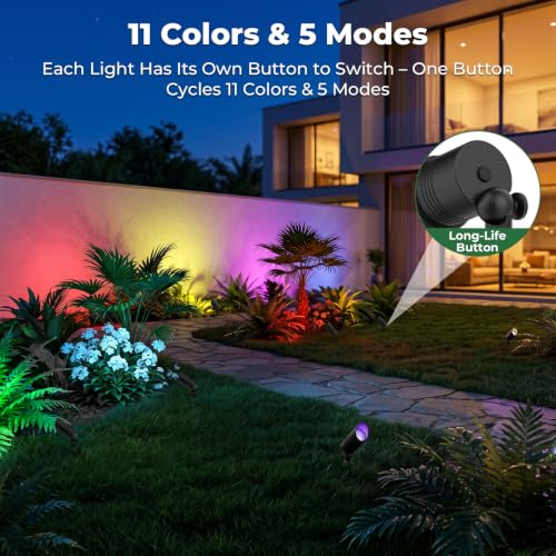 Outdoor Spotlights 8 Pack                                                          11 Color & 5 Modes Color Changing