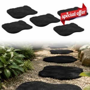 5 Pack Rubber Stepping Stones Outdoor Garden Grey Irregular Pavers                                                          Anti-Slip Recycled Rubber Walkway Pathway Paving Stones for Lawn Patio Backyard