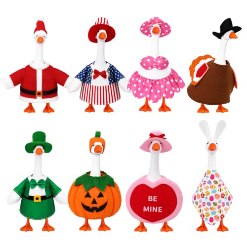 8 Pack Mini Desktop Goose Clothes(7inch) 8 Seasonal Outfit Set