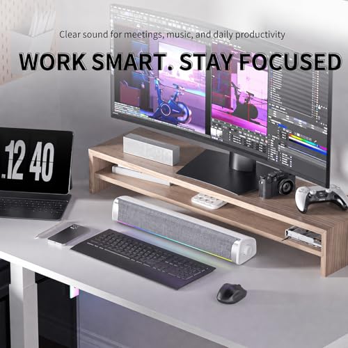 USB/USB-C Powered PC Speakers with Mic&Headphone Jack for Monitor