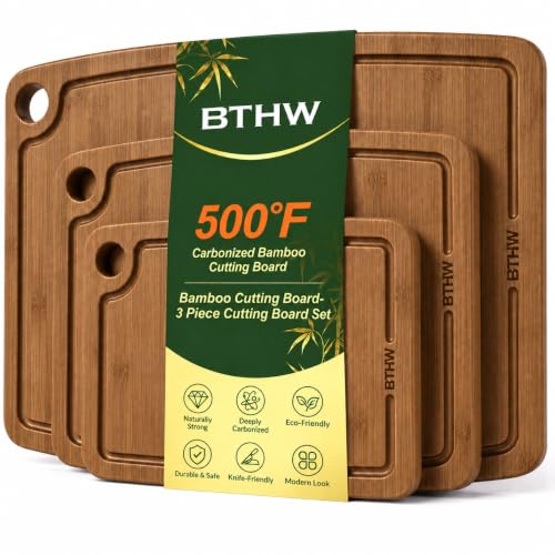 Wood Cutting Board Set for Kitchen Cutting Boards with Juice Grooves