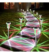 DenicMic Solar Lights Outdoor Waterproof 10 Pack Red Blue White | Stake Lights for Yard Garden Wa...