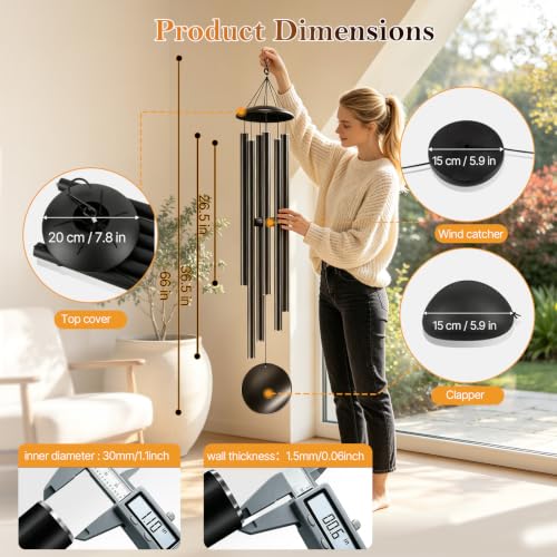 6 Thick Tubes Metal Big Wind Chimes For Porch Garden PatioDecor
