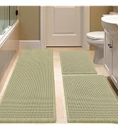 IM HOME Waffle Bath Mat Set 3 Piece Sage Green,Woven Modern Bath Rug Mats, Absorbent Non Slip Bat...