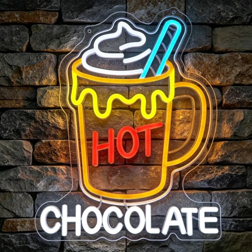 Hot Chocolate Mug LED Wall Decor USB acrylic neon sign with cream & straw