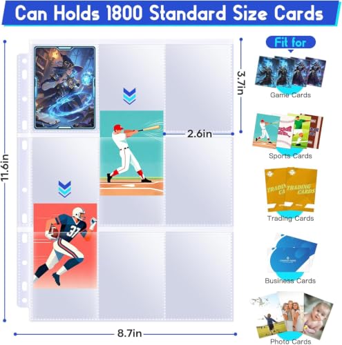 9 Pockets Double Sided Binder Sheets for 3 Ring Binder