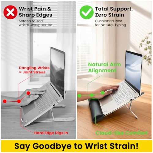 Adjustable Laptop Riser with Wrist Rest Ergonomic Adjustable Portable Laptop Stand for Desk