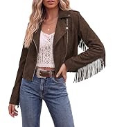 luvamia Fringe Jackets For Women Trendy Cropped Faux Suede Jacket Women | Faux Leather Fall Jacke...