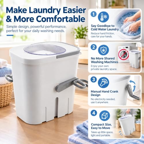 Portable Hand Crank Clothes Washer No electricity required , Compact and lightweigh