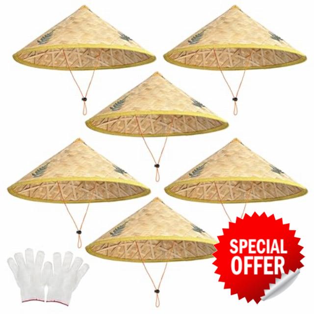 Traditional Asian Rice Bamboo Straw Hats