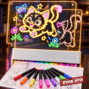 2 Pack 16" Rechargeable LED Drawing Board for Kids with 9 Light Effects                                                          LED Note Board with 5 Brightness Levels