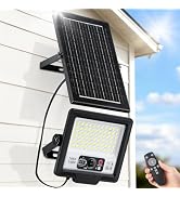 Solar Flood Lights Outdoor, Solar Lights with Dual LED Head & USB Output Charger, 15000LM 6500K S...