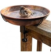 OUISJYER Metal Bird Bath for Outside Hummingbird Embossed Bowl | 13" W 3" Deep Birdbath Bowl, Adj...
