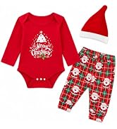 JiAmy Baby Girls My 1st Christmas Outfit 4-Piece Romper Skirt Set 0-18M
