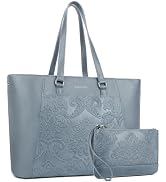 APHISON Women’s 15.6 Inch Laptop Tote Bag With Metal Feet And Bonus Clutch | Vintage PU Leather P...