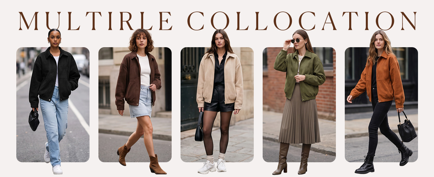 Zip Up Lapel Collar Ribbed Hem Pockets Cropped Long Sleeve Casual Fall Fashion Must Have Clothes