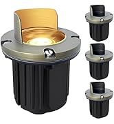 Gardencoin Brass Low Voltage Landscape Well Lights (5" Cover, 5.5" Tall), 12V LED Wired In-Ground...