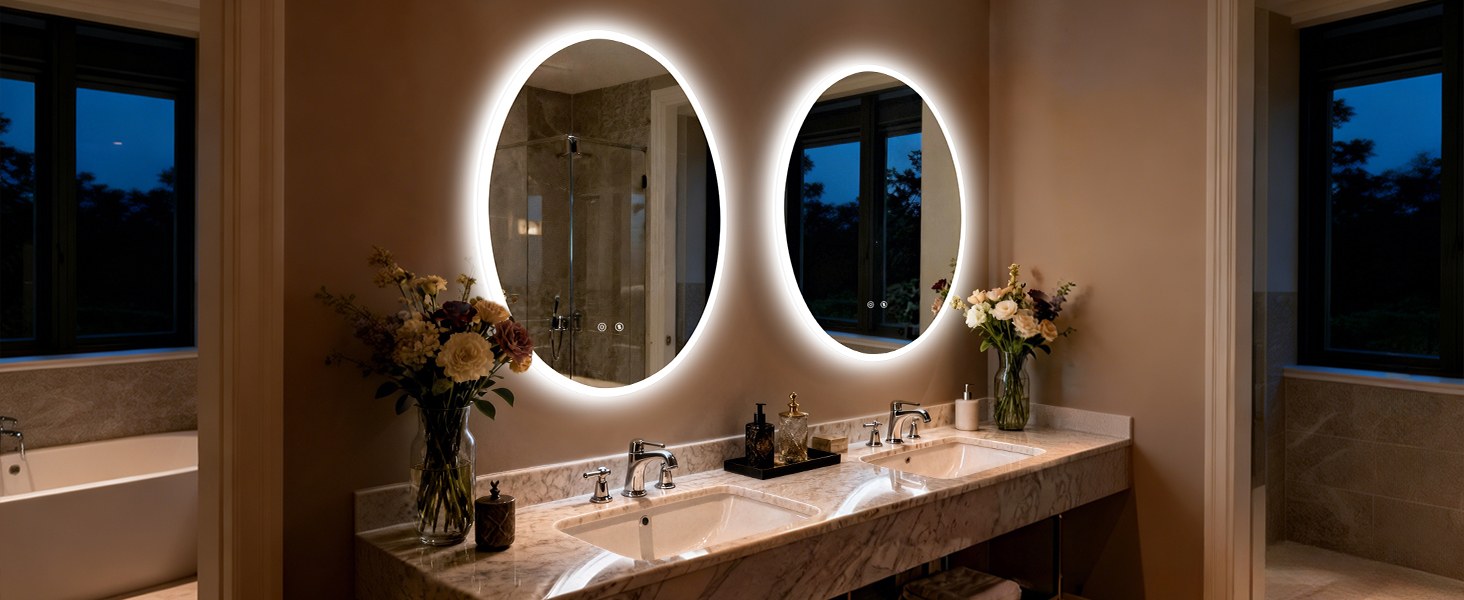large oval led mirror