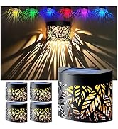 DenicMic Solar Wall Lights Outdoor Wall Sconce Fence Lights Solar Powered | 4 Pack, Mental Patio ...