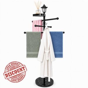Pool Towel Rack Outdoor with Solar Light