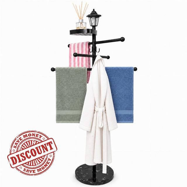 Pool Towel Rack Outdoor with Solar Light