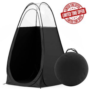 Pop Up Spray Tan Tent Booth with Clear Top 4x4x7 FT Black                                                          Waterproof PE floor