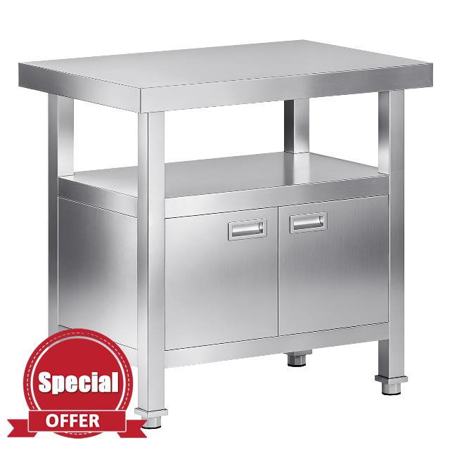 Jocisland 36x24x34 in Stainless Steel Work Table with Cabinet