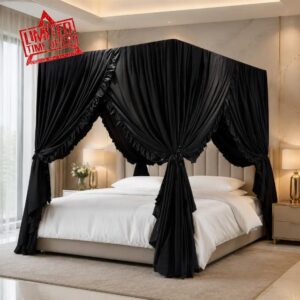 Black Canopy Bed Curtains Queen Size