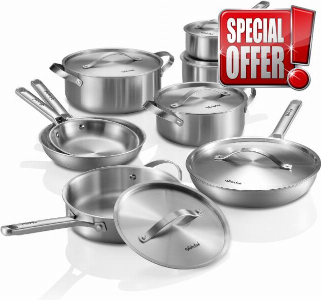 Titanium Cookware set | Hammered Titanium pans for cooking with Lids                                                          14 Pcs | Non-Toxic Skillet |PFAS/PFOA/PTFE Free | Dishwasher&Oven Safe | Kitchen Induction Compatible au gratin pa