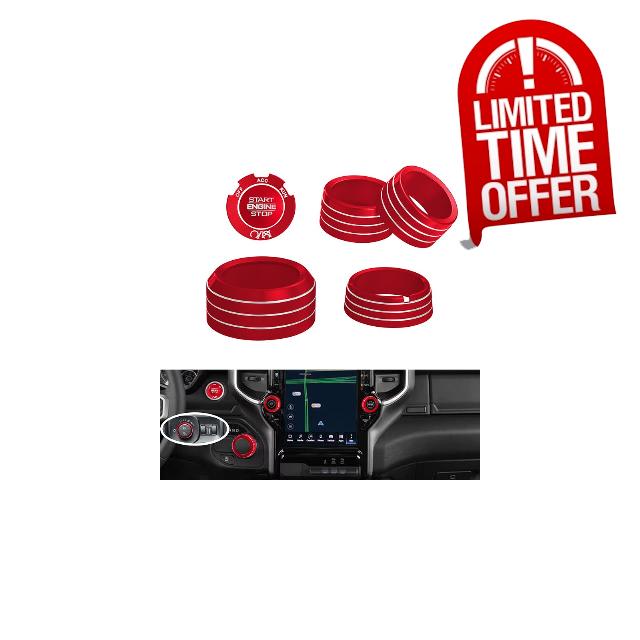 Aluminum Knob Covers for 2019-2027 Dodge RAM 1500 2500 3500 - Fits AC