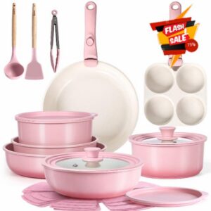 GiPP 21PCS Pink Pots and Pans Set